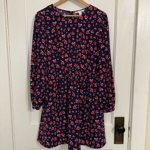 POPSUGAR Navy and Red Heart Print Dress